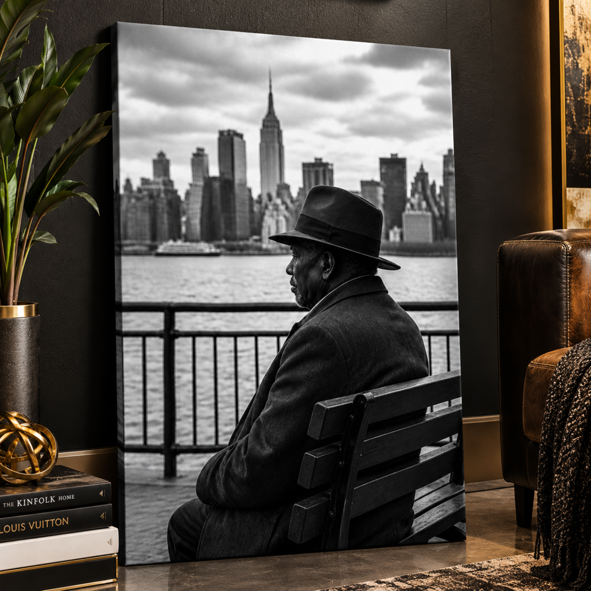 African American Man Wall Art – NYC Black & White Canvas Print | Urban Decor