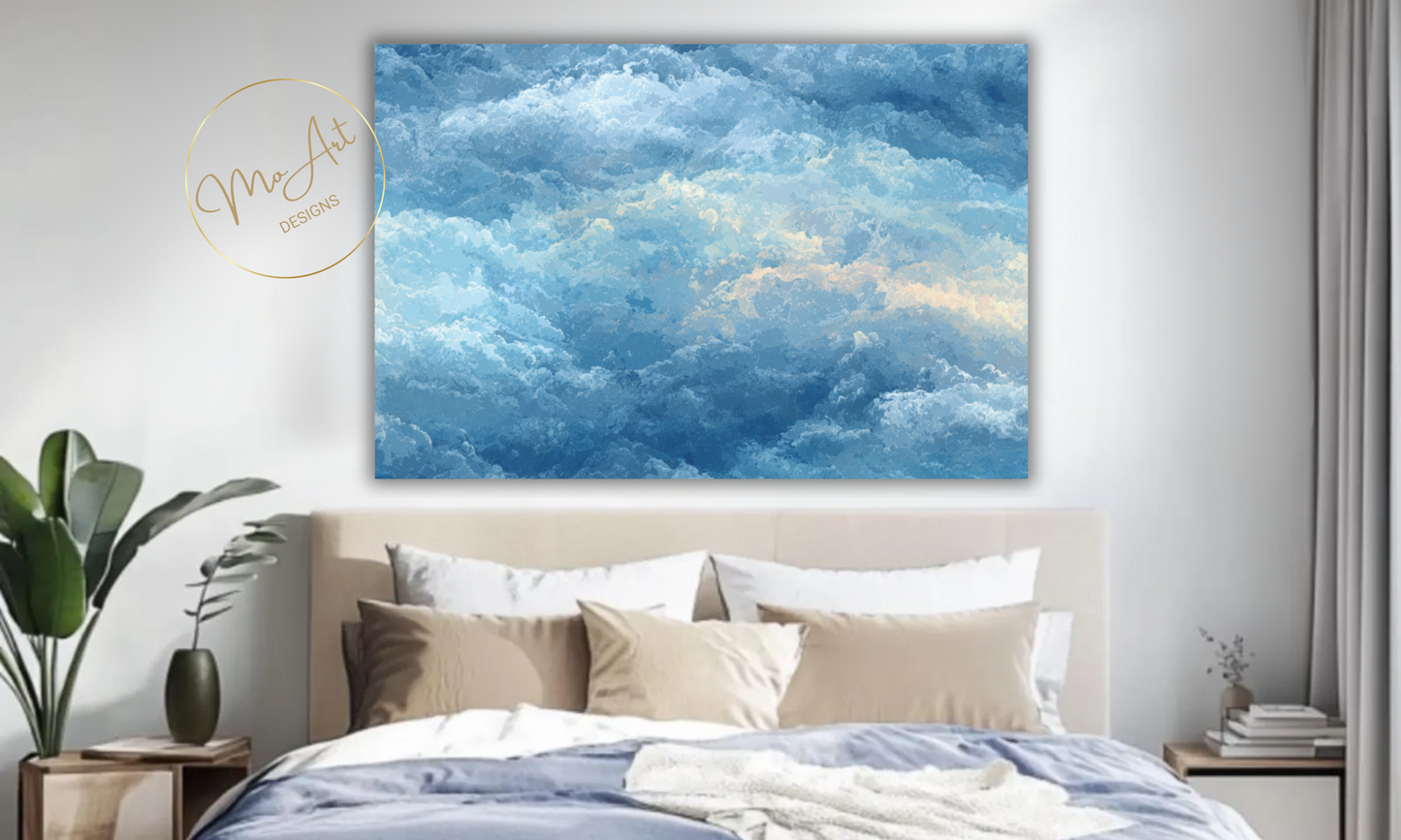 Abstract Blue Clouds Canvas Wall Art