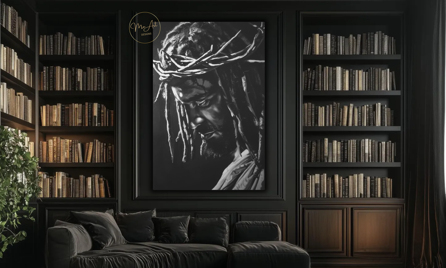 Black Jesus - Crown of Thorns Wall Art / Canvas Print