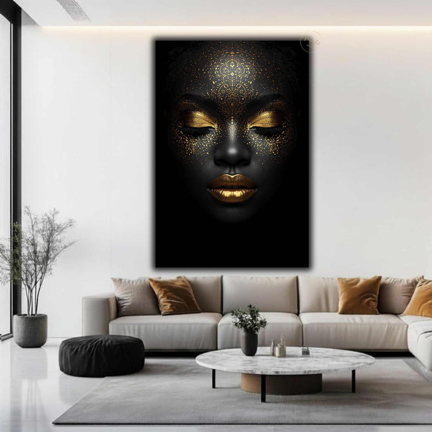 Black Woman Wall Art – Luxury Afrocentric Black & Gold Canvas Print