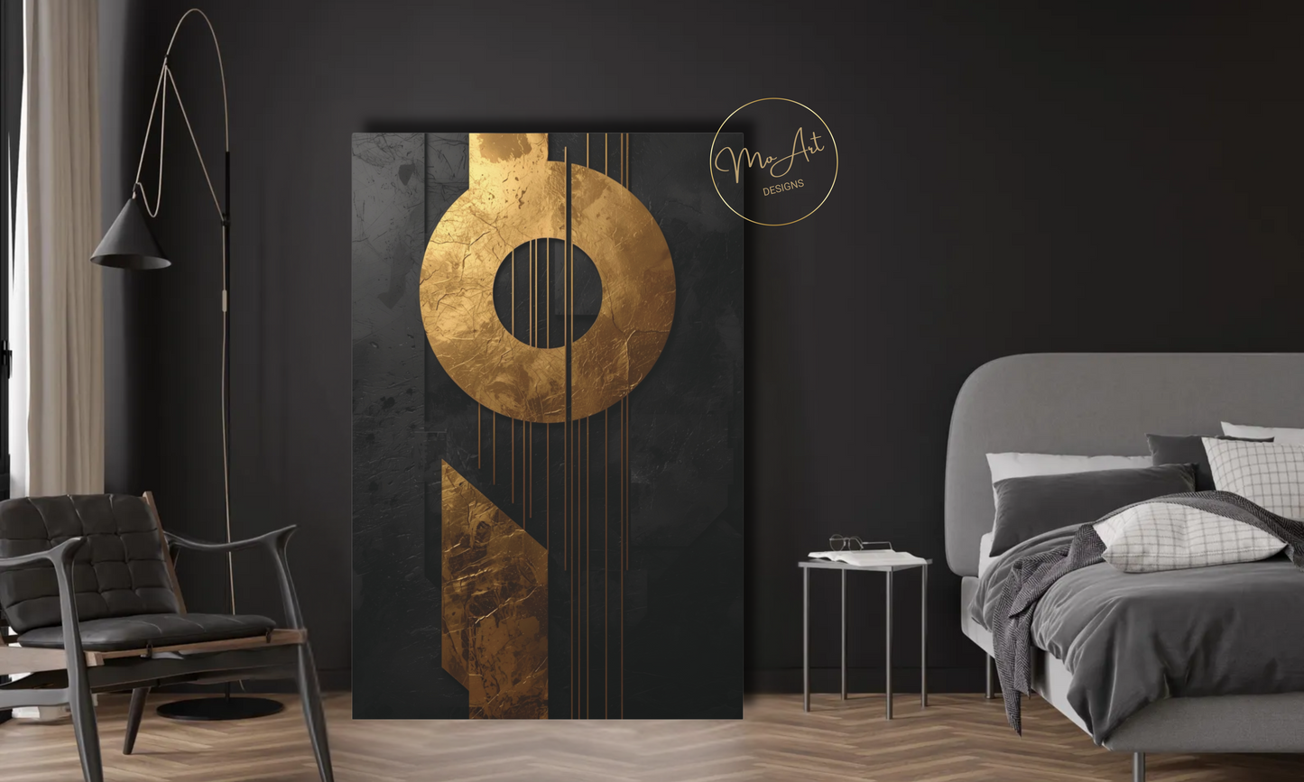 Gold & Black Geometric Canvas Wall Art