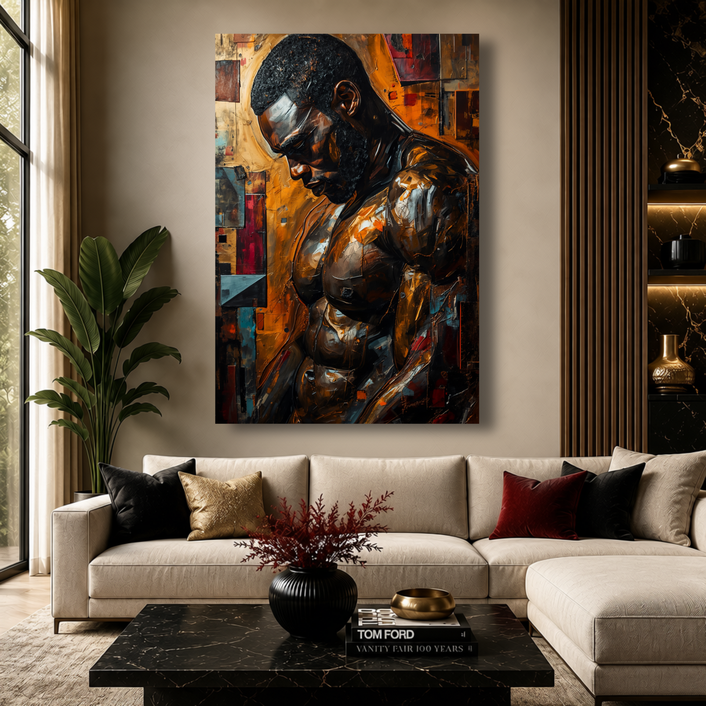 Black Man Wall Art | Abstract Colorful African American Canvas Print | Modern Home Decor