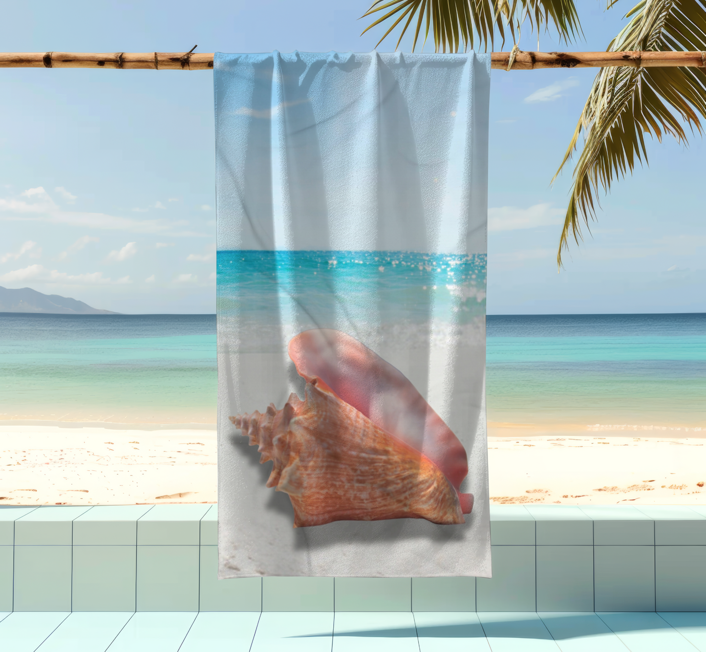 Luxurious Pink Conch Shell Beach Towel