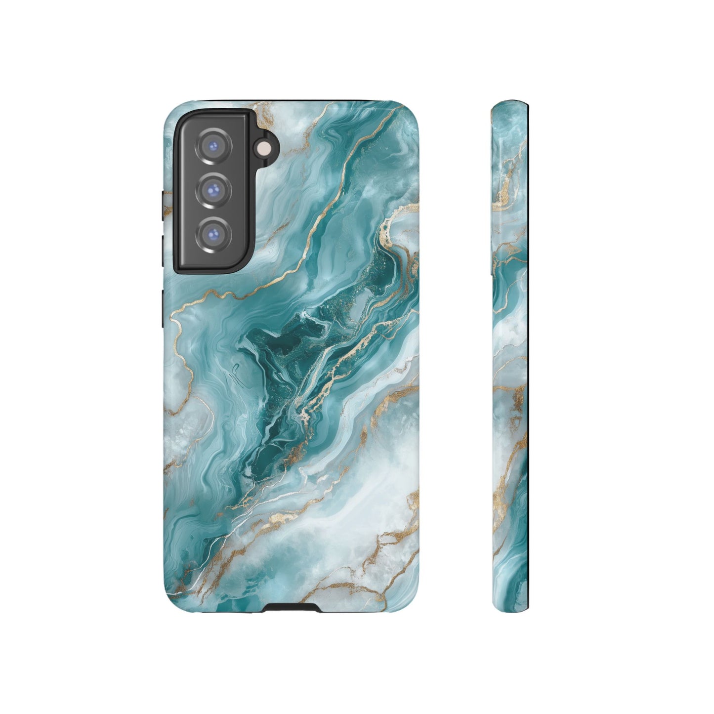 Stylish Turquoise Marbled Tough Phone Case for Ultimate Protection, iPhone or Samsung Phone Case