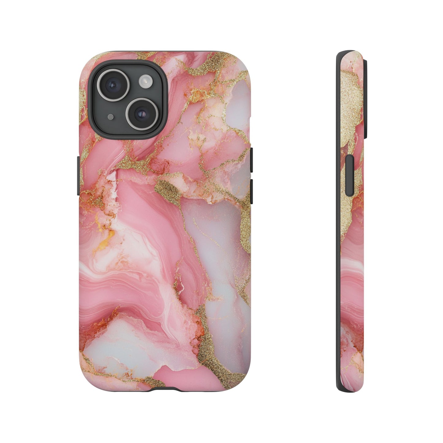 Pink and Gold Marbled Tough Phone Case, iPhone Case, Samsung Case