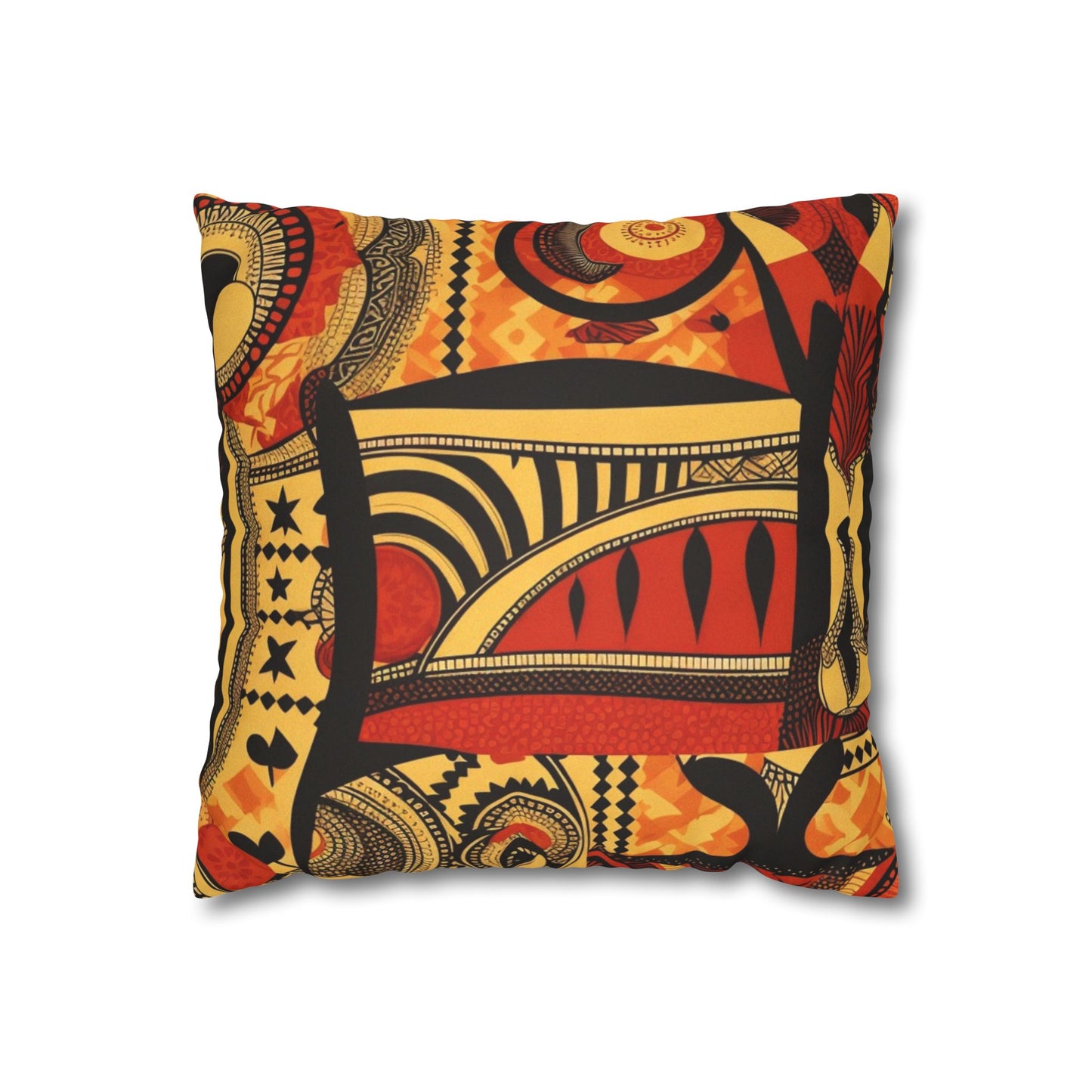 Decorative Abstract African Design Faux Suede Pillowcase