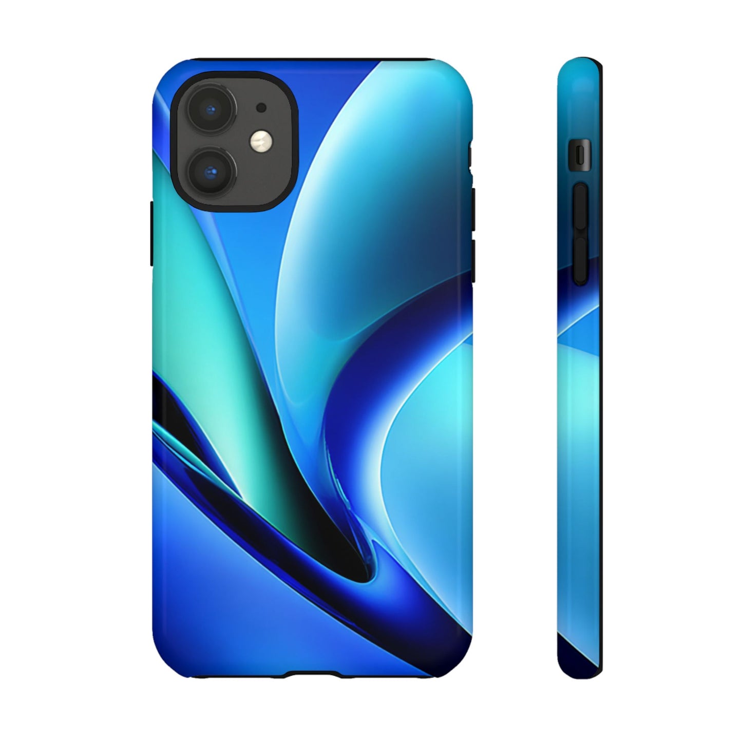 Abstract Blue/Turquoise Tough Phone Case – Compatible with iPhone & Samsung