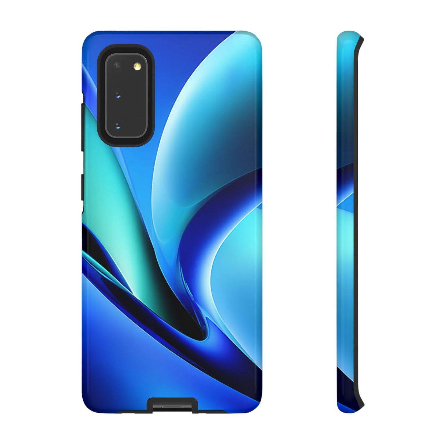 Abstract Blue/Turquoise Tough Phone Case – Compatible with iPhone & Samsung