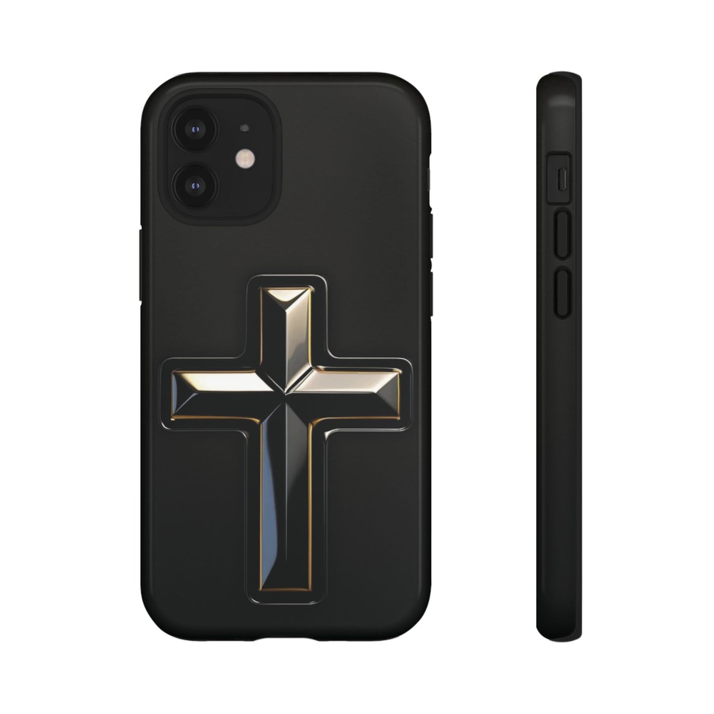 Black and Gold Cross Tough Phone Case – Compatible with iPhone & Samsung