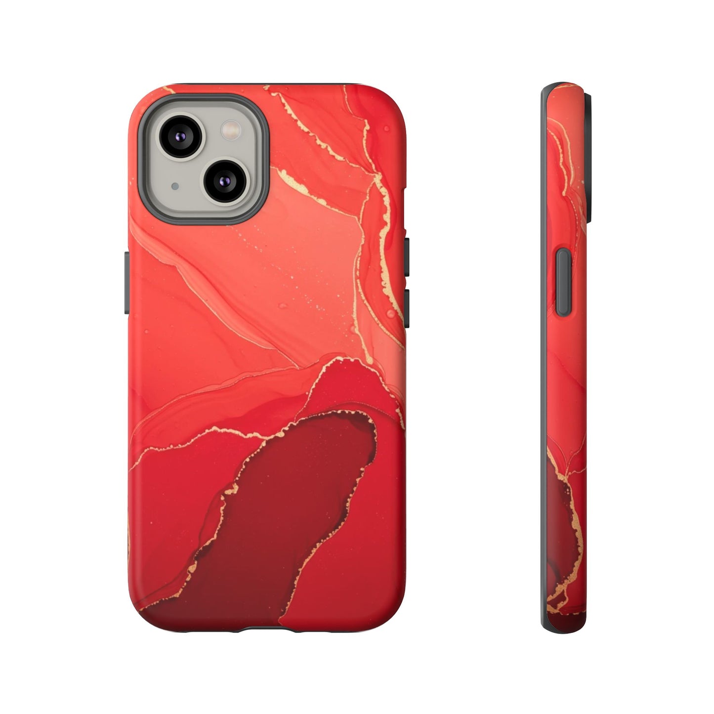 Red & Gold Marble Design - Tough Phone Case - iPhone or Samsung Phones