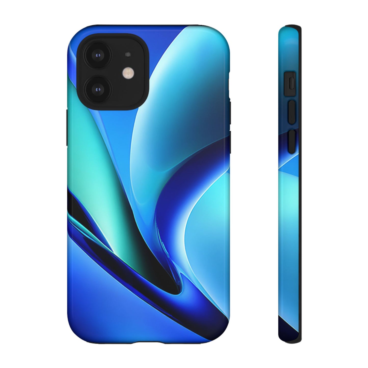 Abstract Blue/Turquoise Tough Phone Case – Compatible with iPhone & Samsung