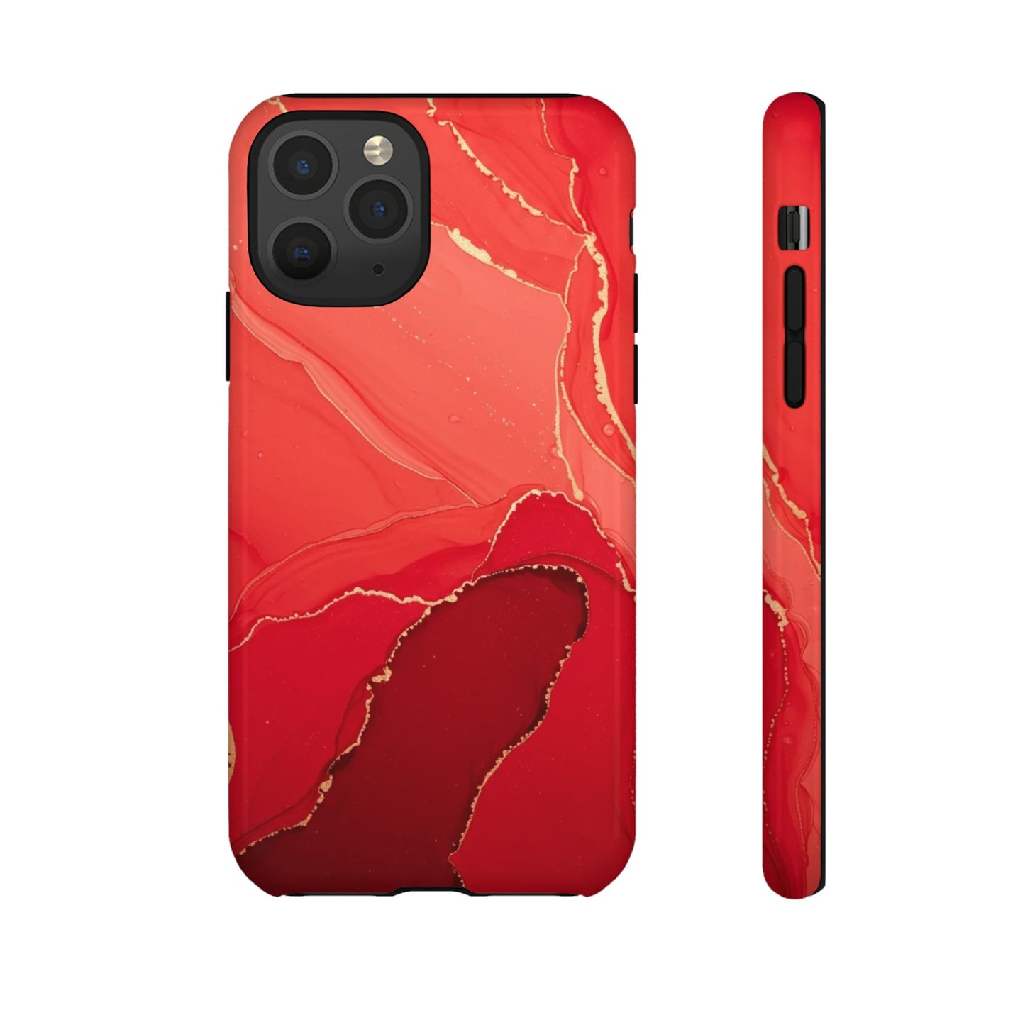 Red & Gold Marble Design - Tough Phone Case - iPhone or Samsung Phones