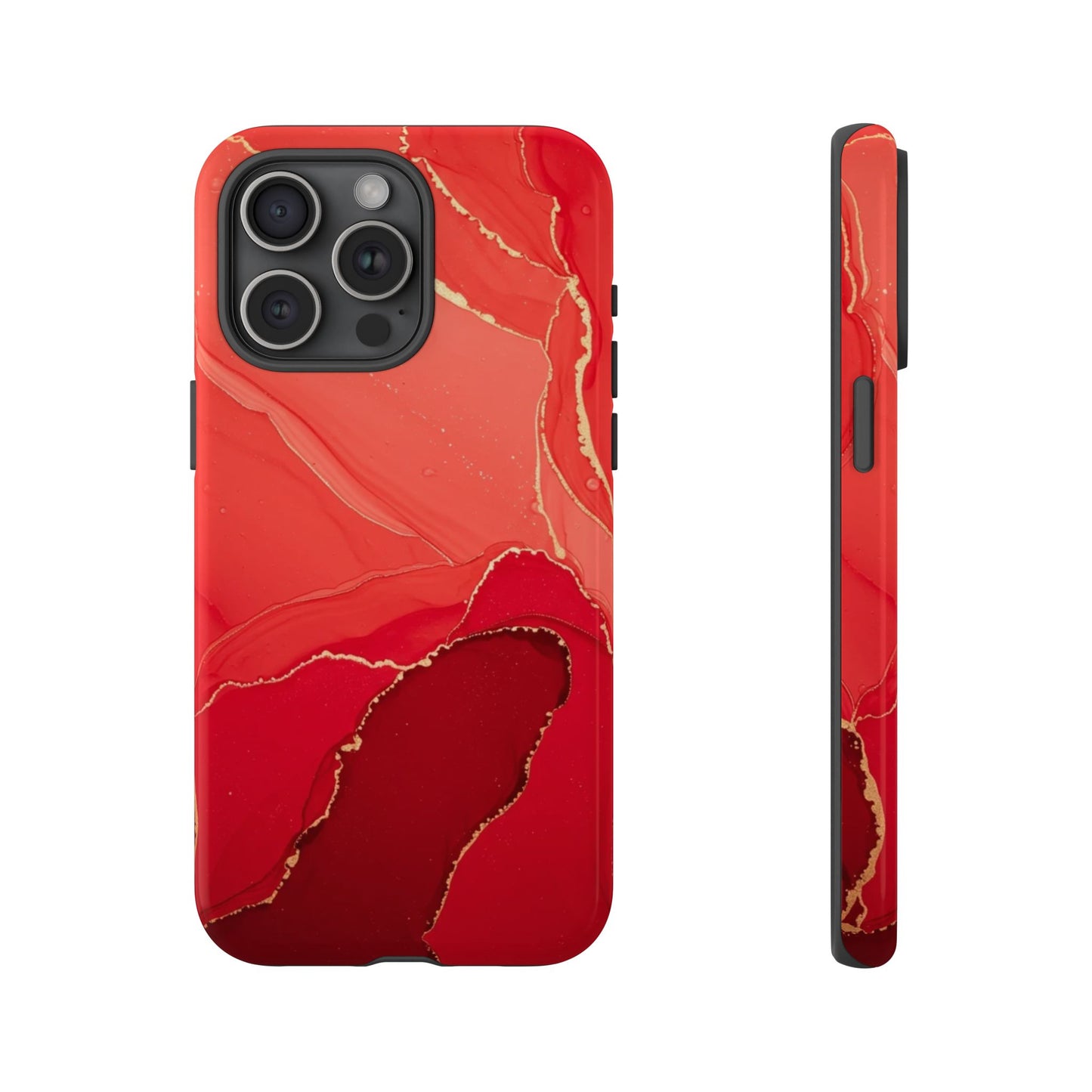 Red & Gold Marble Design - Tough Phone Case - iPhone or Samsung Phones