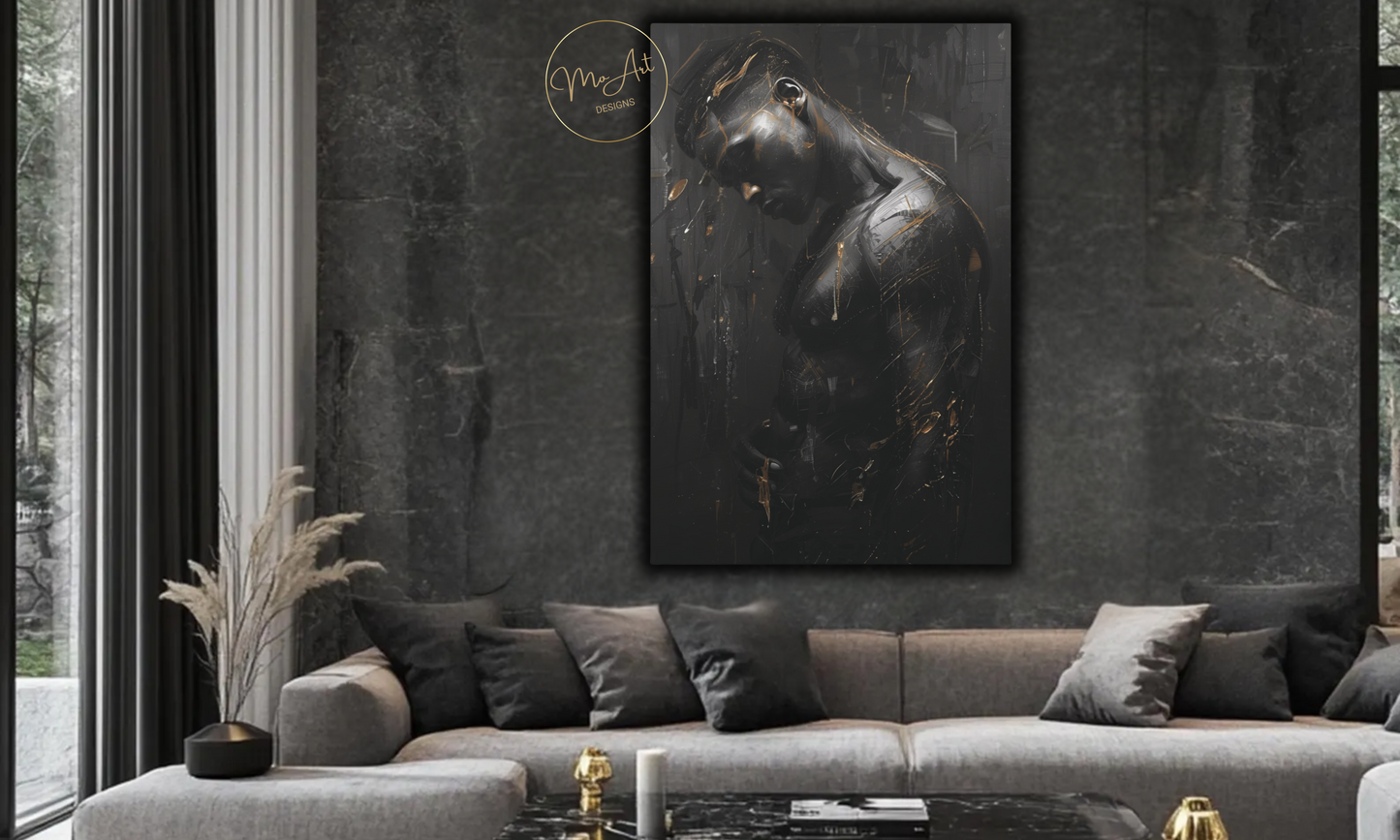 Sexy & Sensual Black Man - Canvas Wall Art