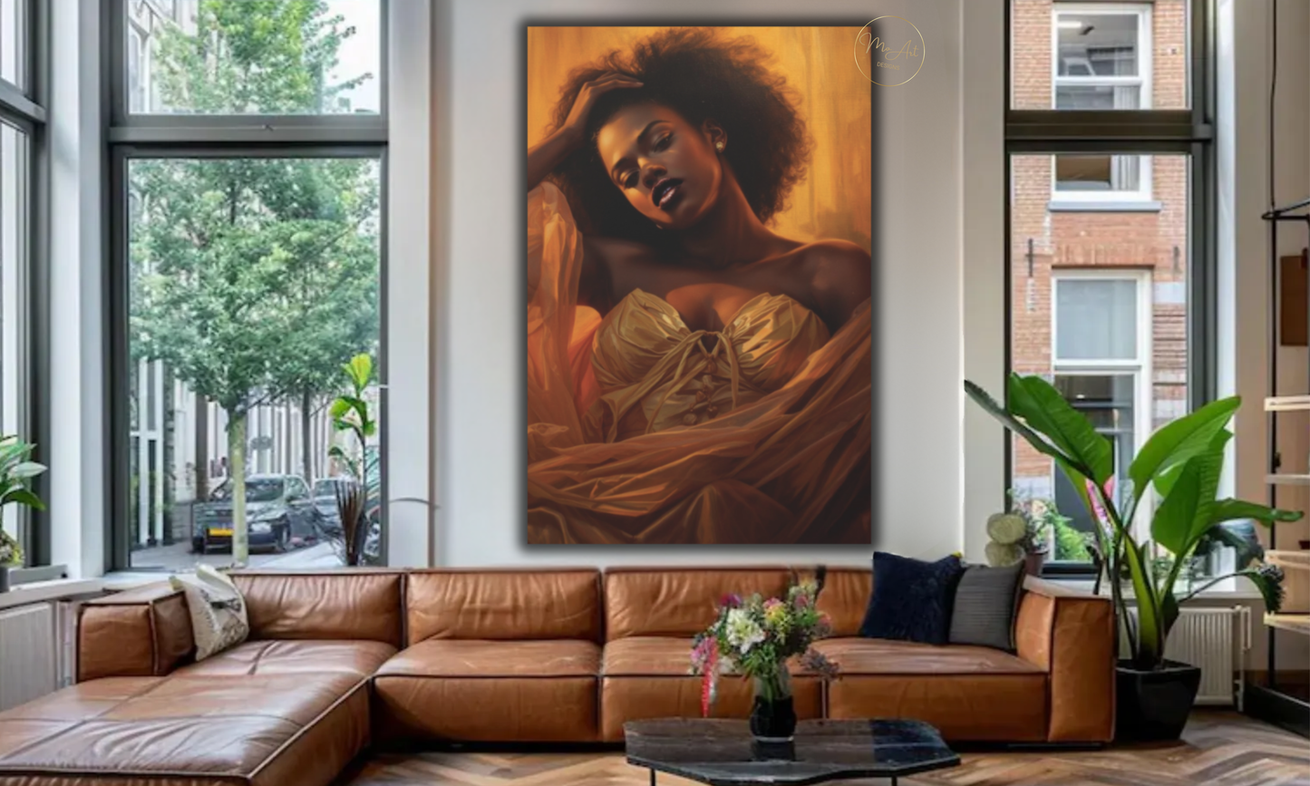 Golden Seduction – Black Woman Wall Art / Canvas Print