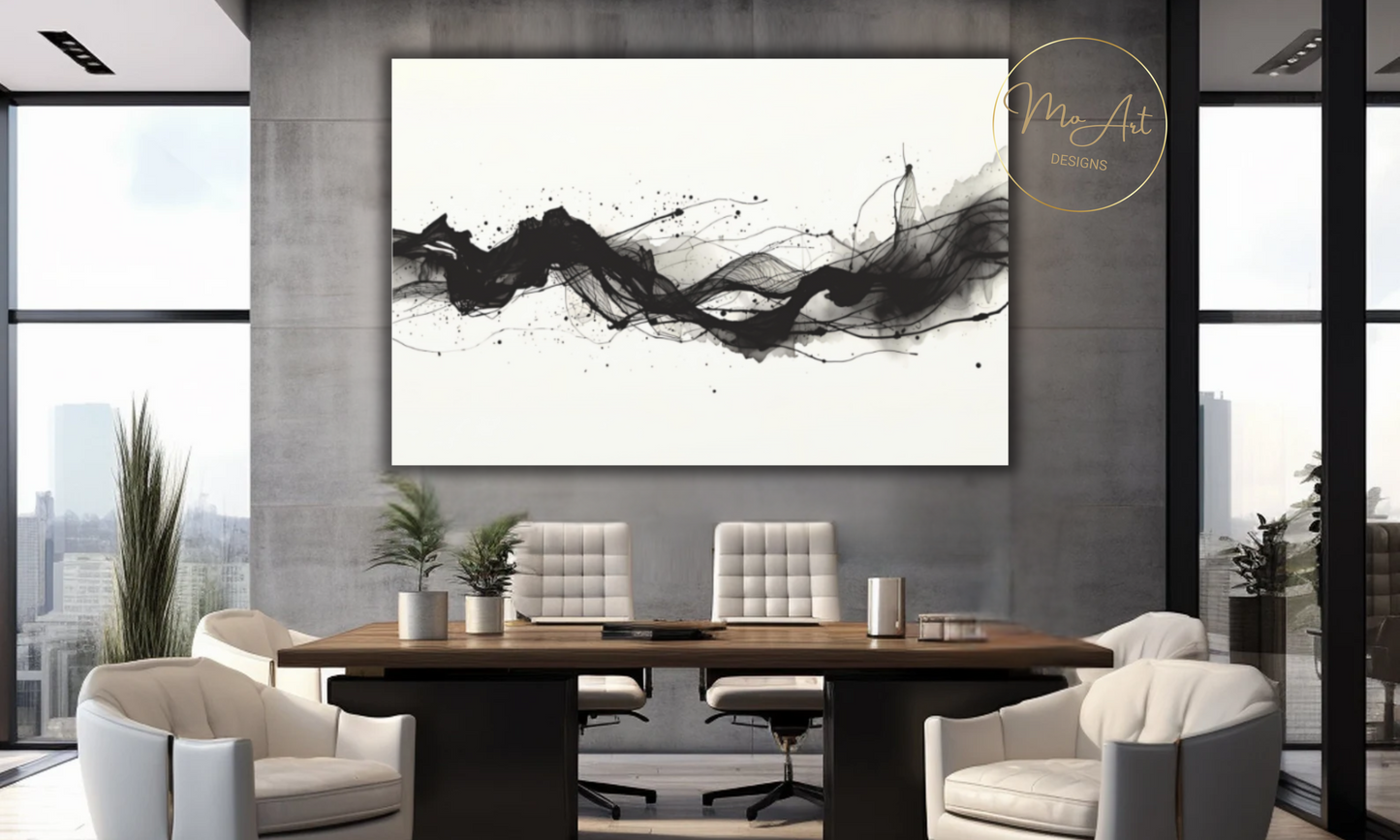 Abstract Black & White Minimalist Canvas Art