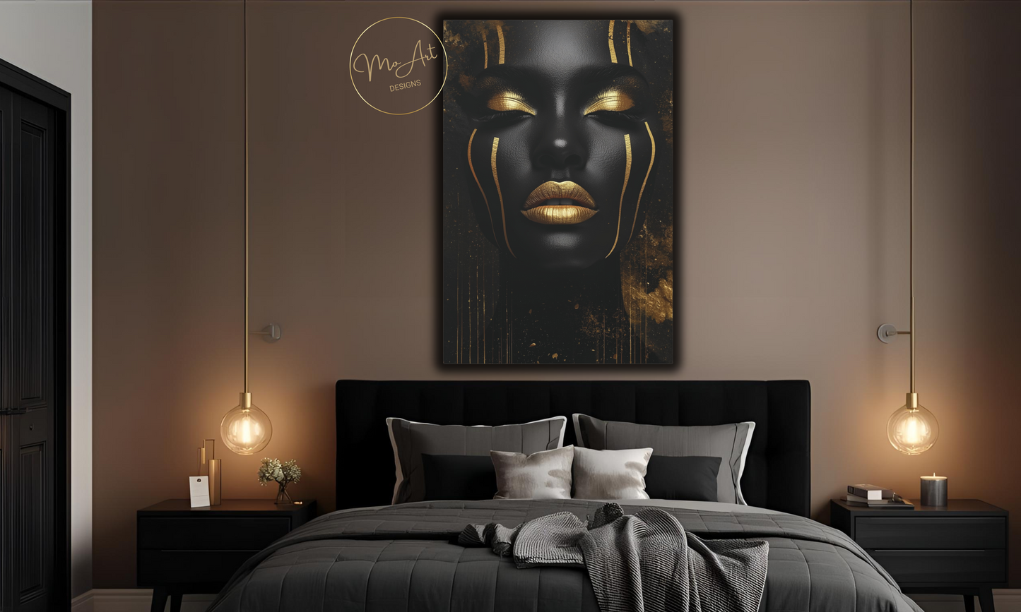 Black and Gold Woman Abstract – Luxury Canvas Wall Art