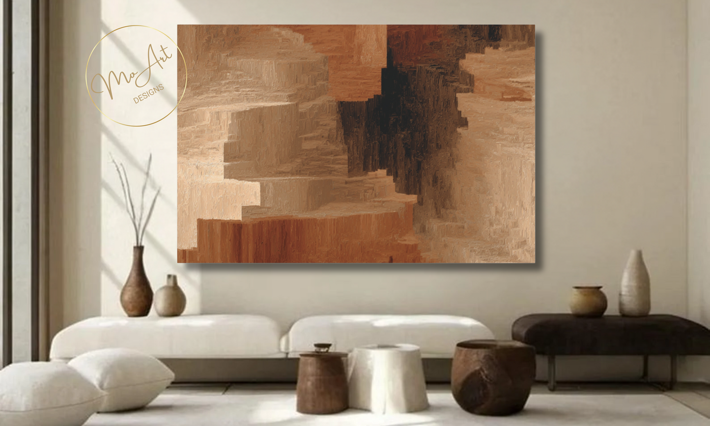 Modern Brown and Beige Abstract Canvas Wall Art