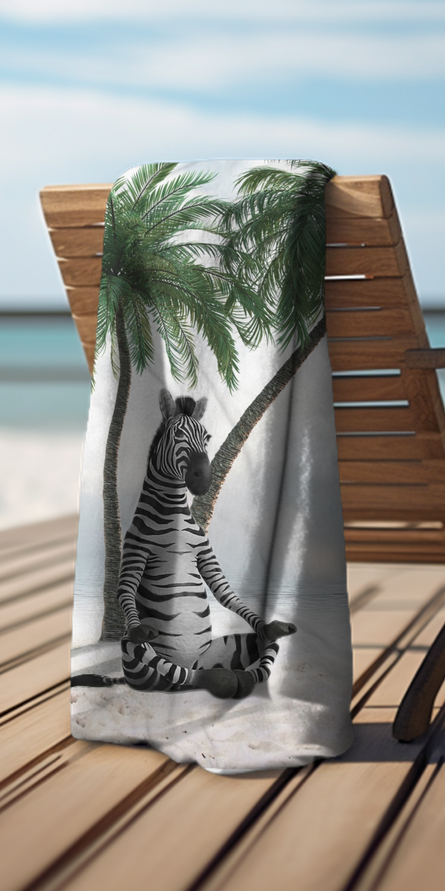 Cute Zebra at Beach -  Beach Towel