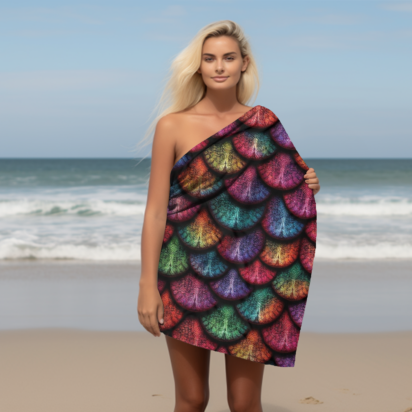 Colorful Mermaid Tail Beach Towel