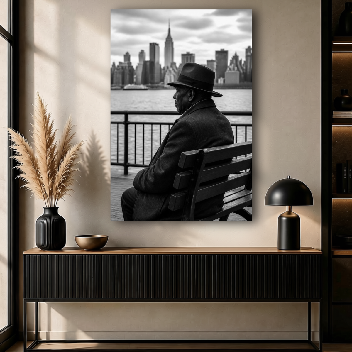 African American Man Wall Art – NYC Black & White Canvas Print | Urban Decor