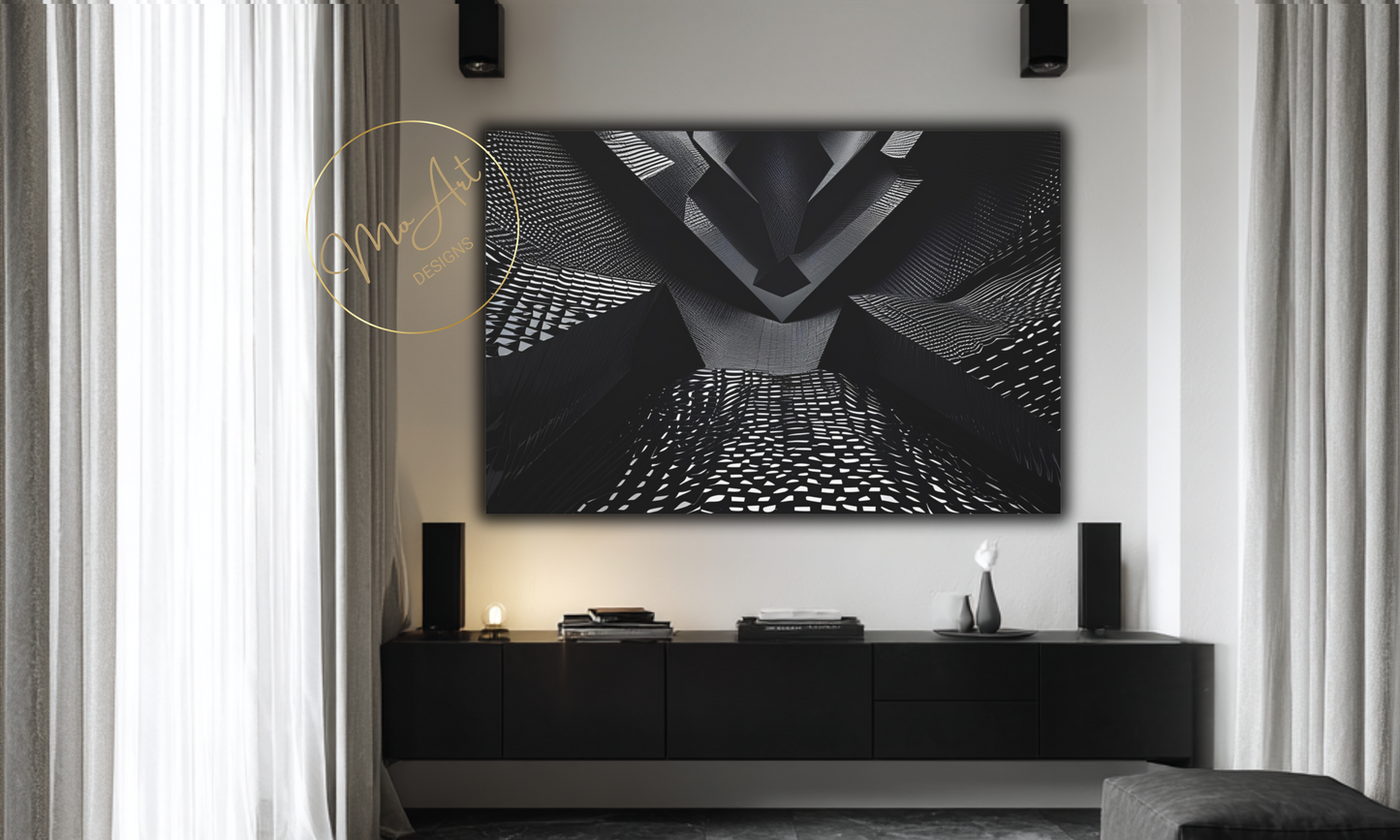 Black Futuristic Abstract  Canvas Wall Art