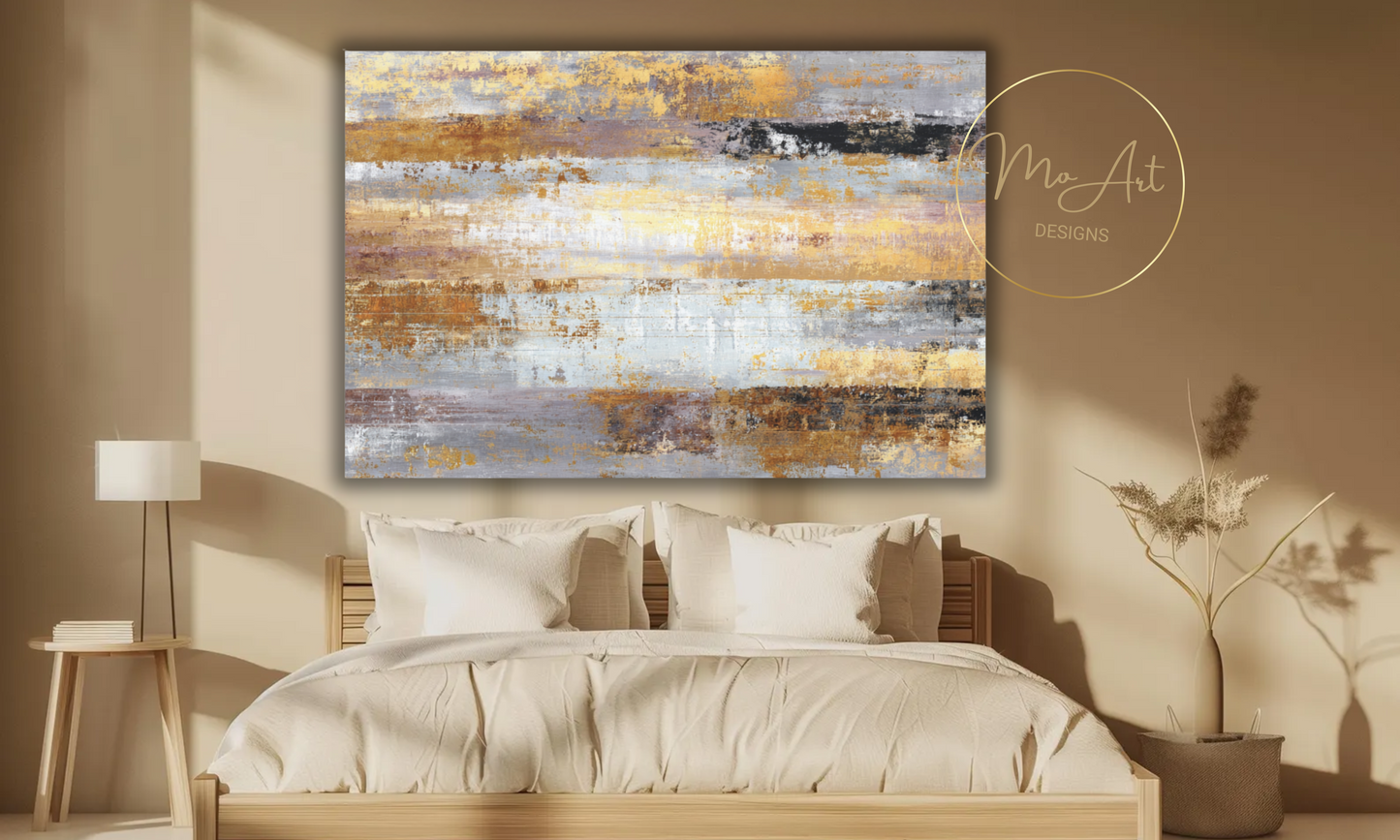 Abstract Gold, Brown, Gray and Black Canvas Wall Art