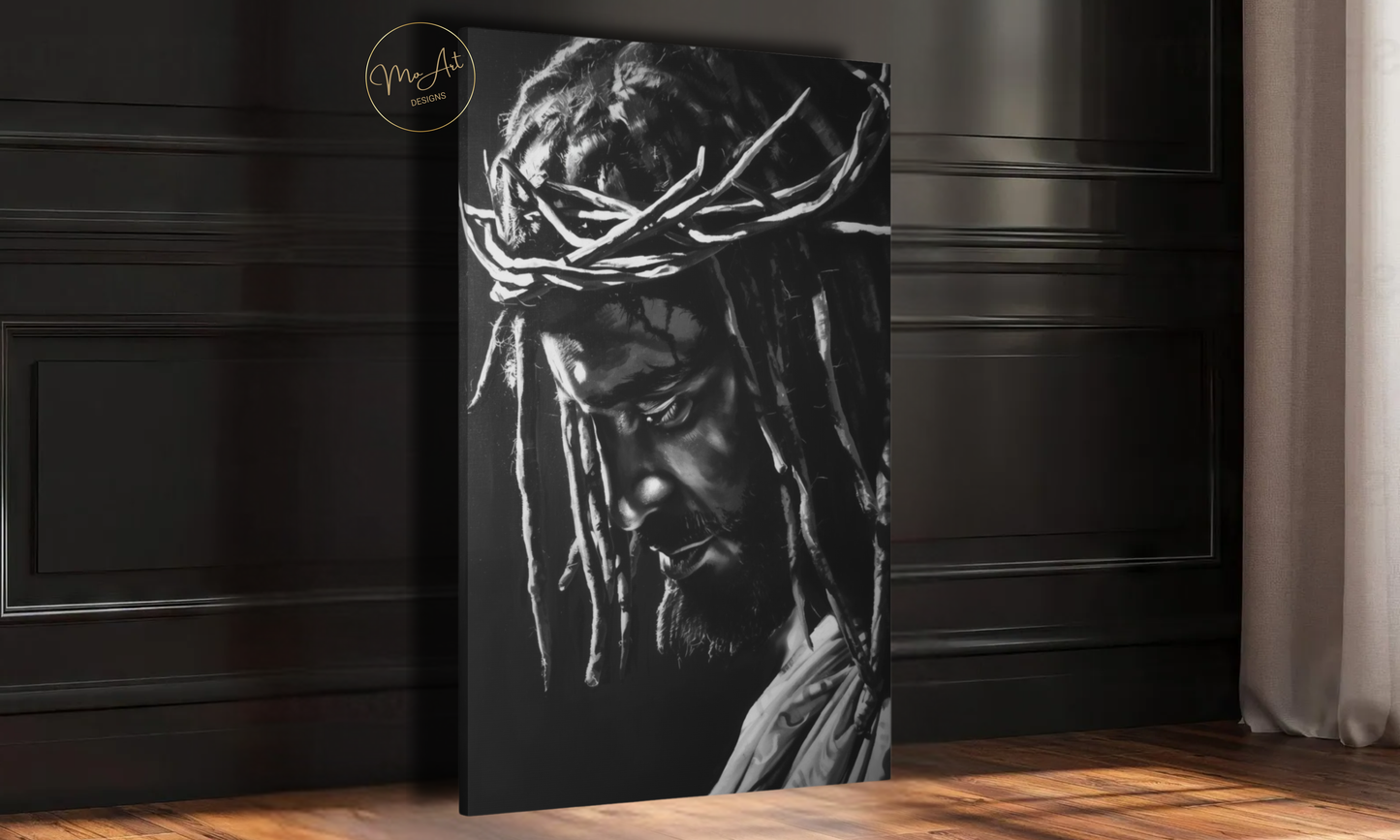 Black Jesus - Crown of Thorns Wall Art / Canvas Print