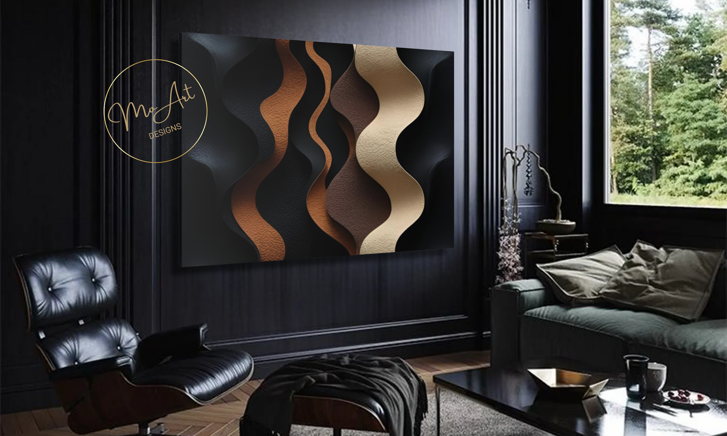 Abstract Black, Brown and Beige Canvas Wall Art