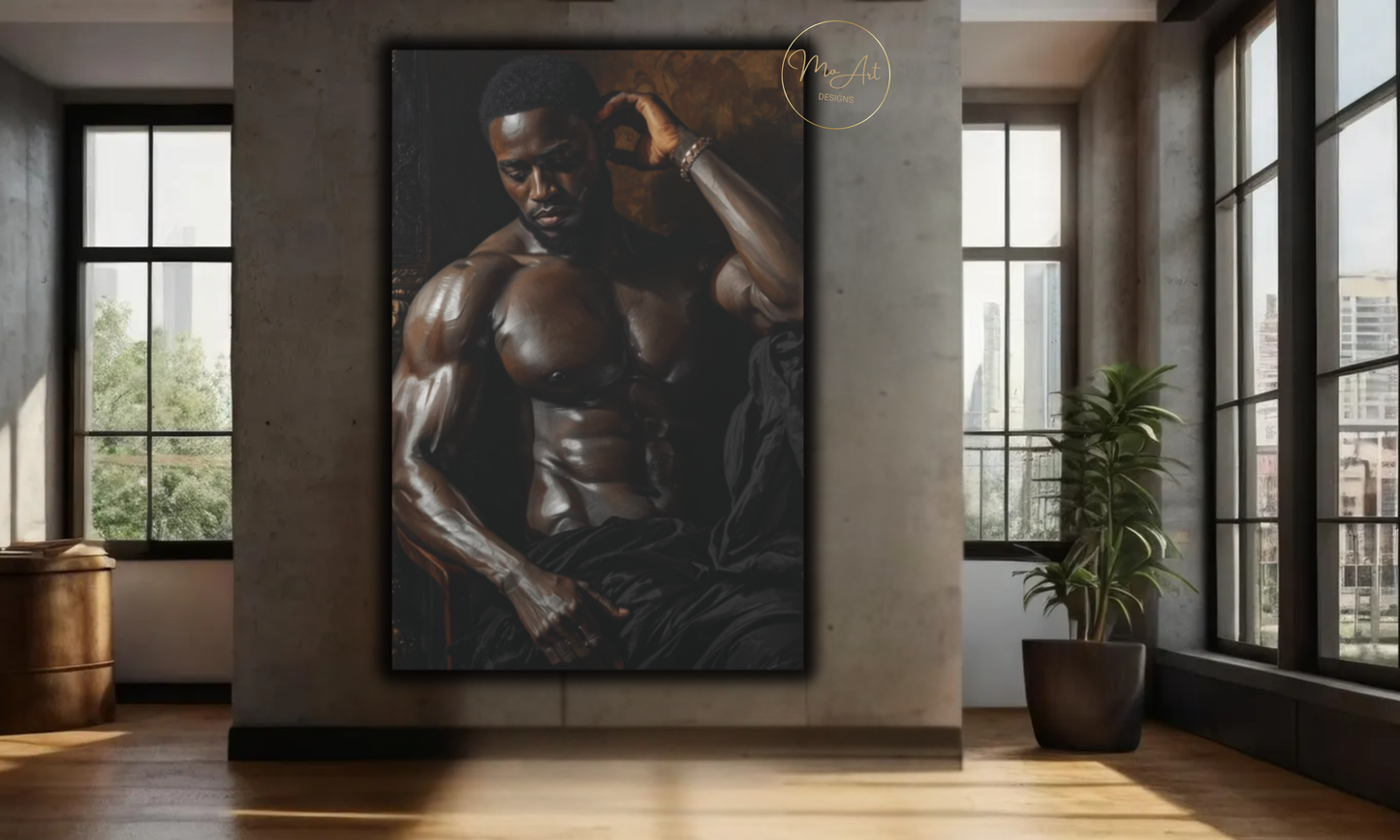 Midnight Strength – Sensual Black Man Wall Art / Canvas Print