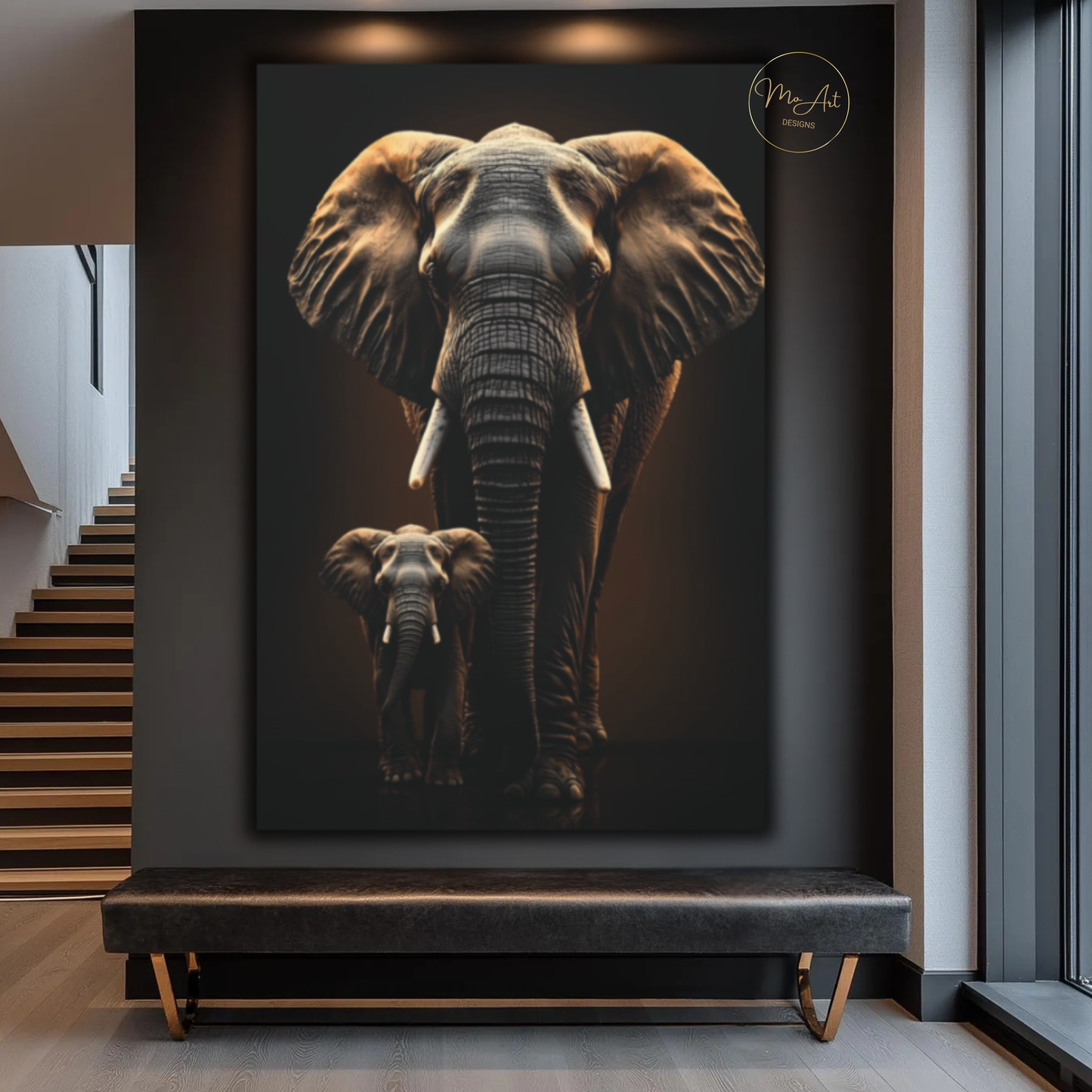 Black & Gold Elephant Wall Art – Unbreakable Bond / Canvas Print