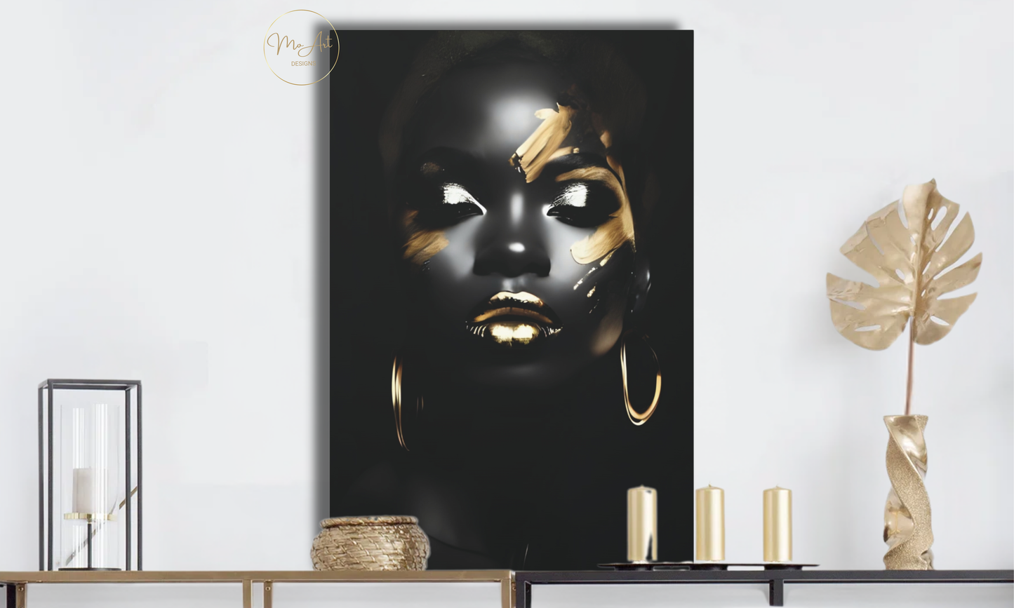 Black & Gold African Woman – Canvas Wall Art