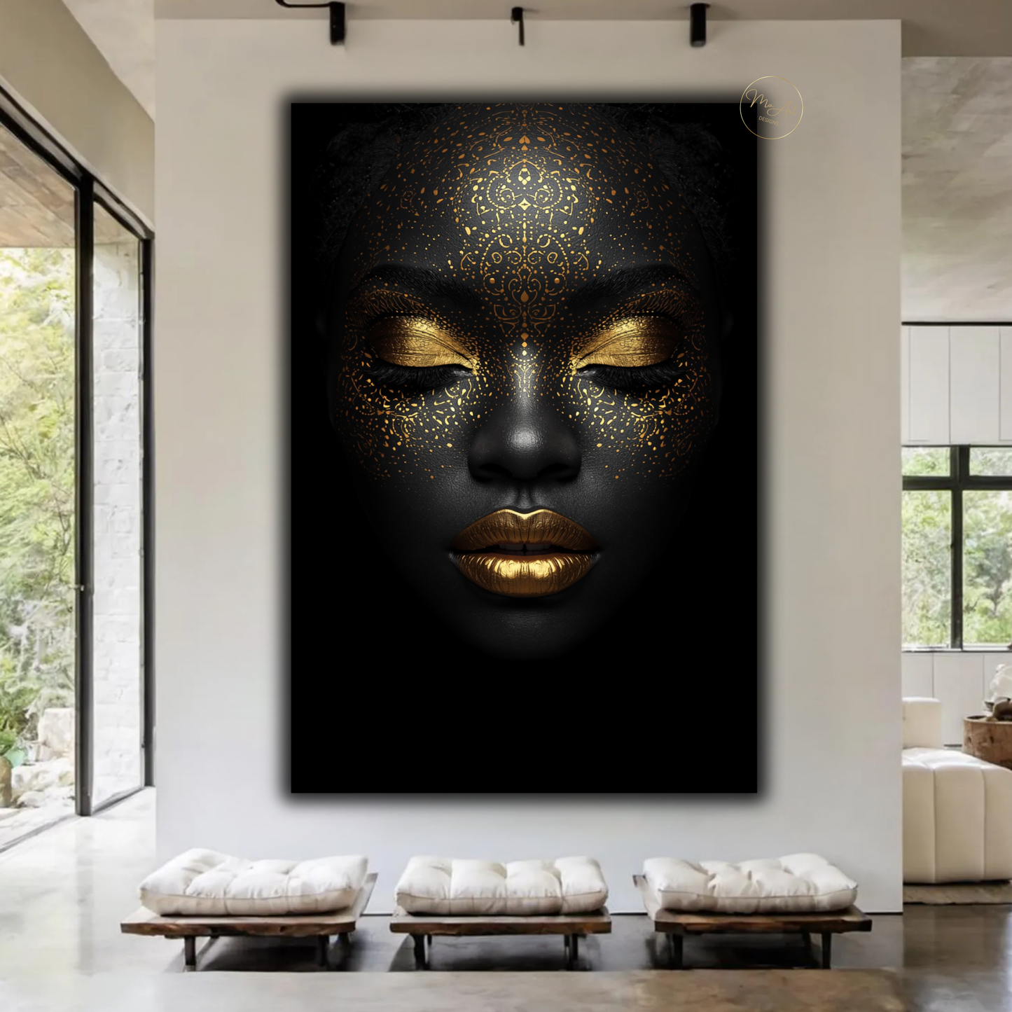 Black Woman Wall Art – Luxury Afrocentric Black & Gold Canvas Print