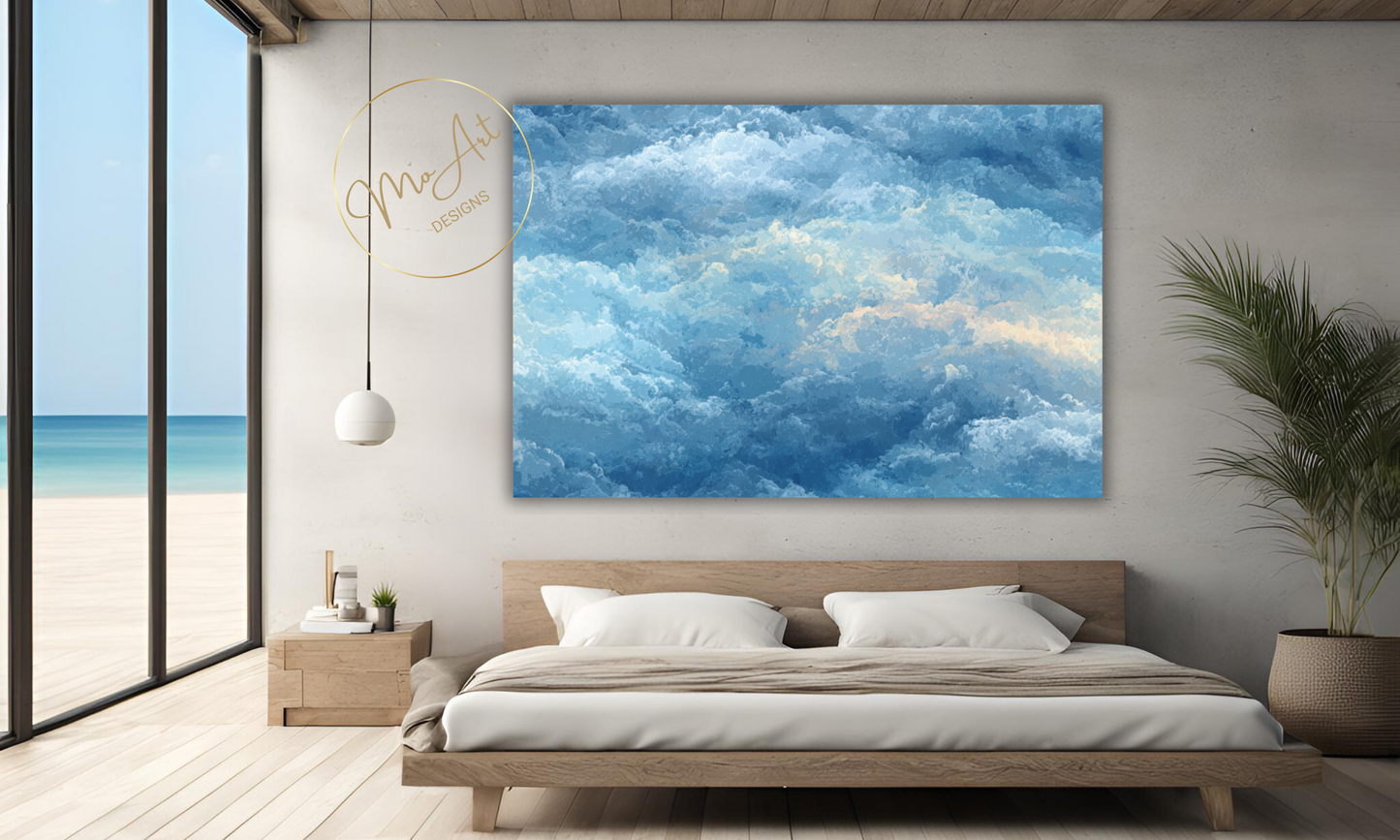 Abstract Blue Clouds Canvas Wall Art