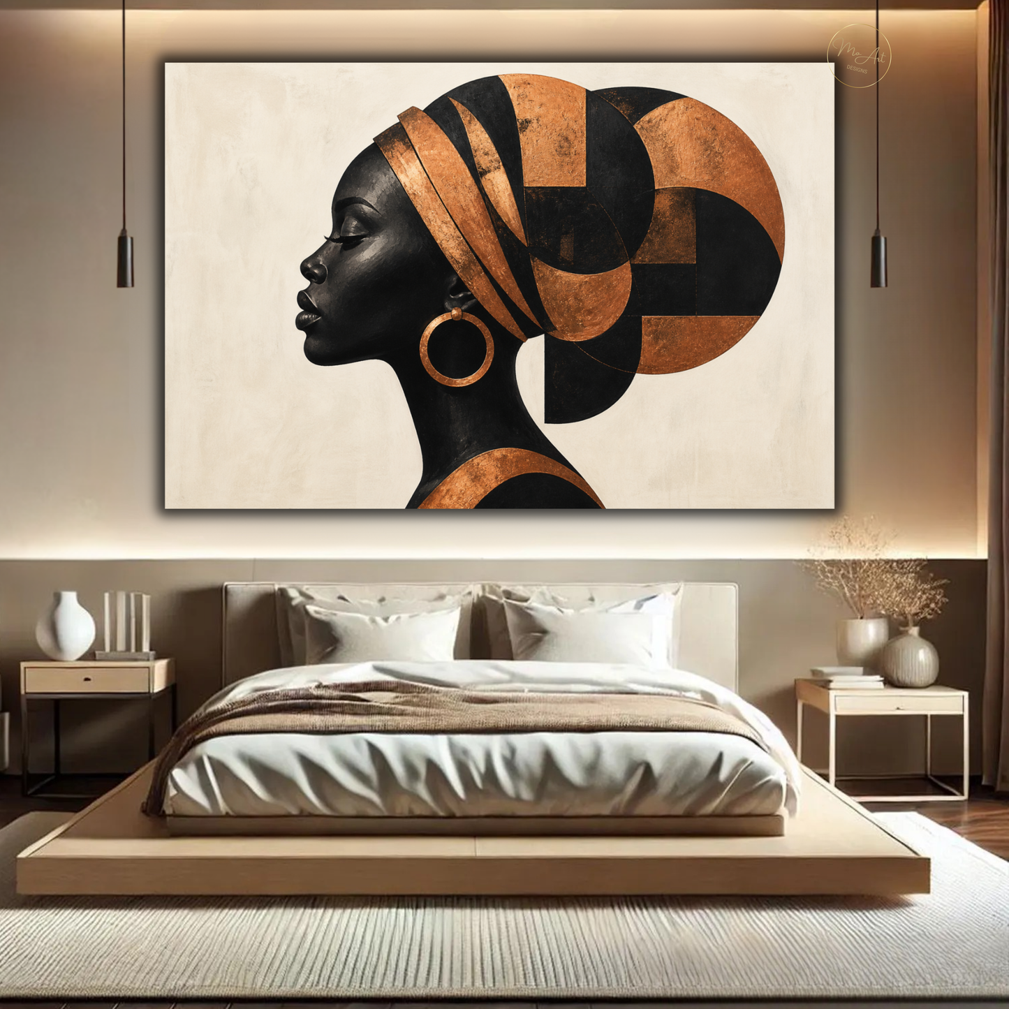 Black Woman Wall Art – Timeless Beauty | Abstract in Copper & Black Canvas Print