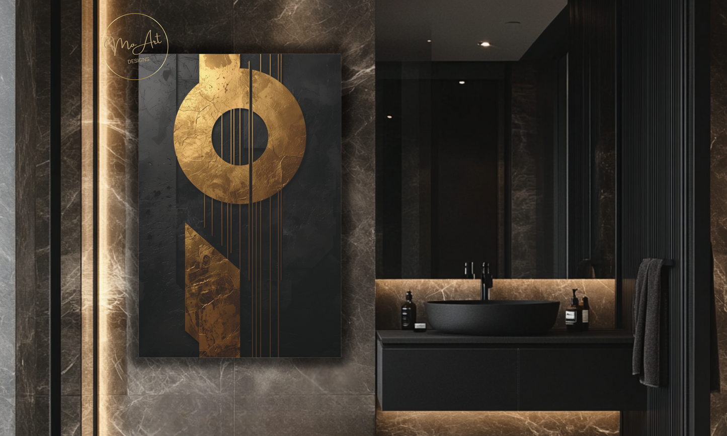 Gold & Black Geometric Canvas Wall Art