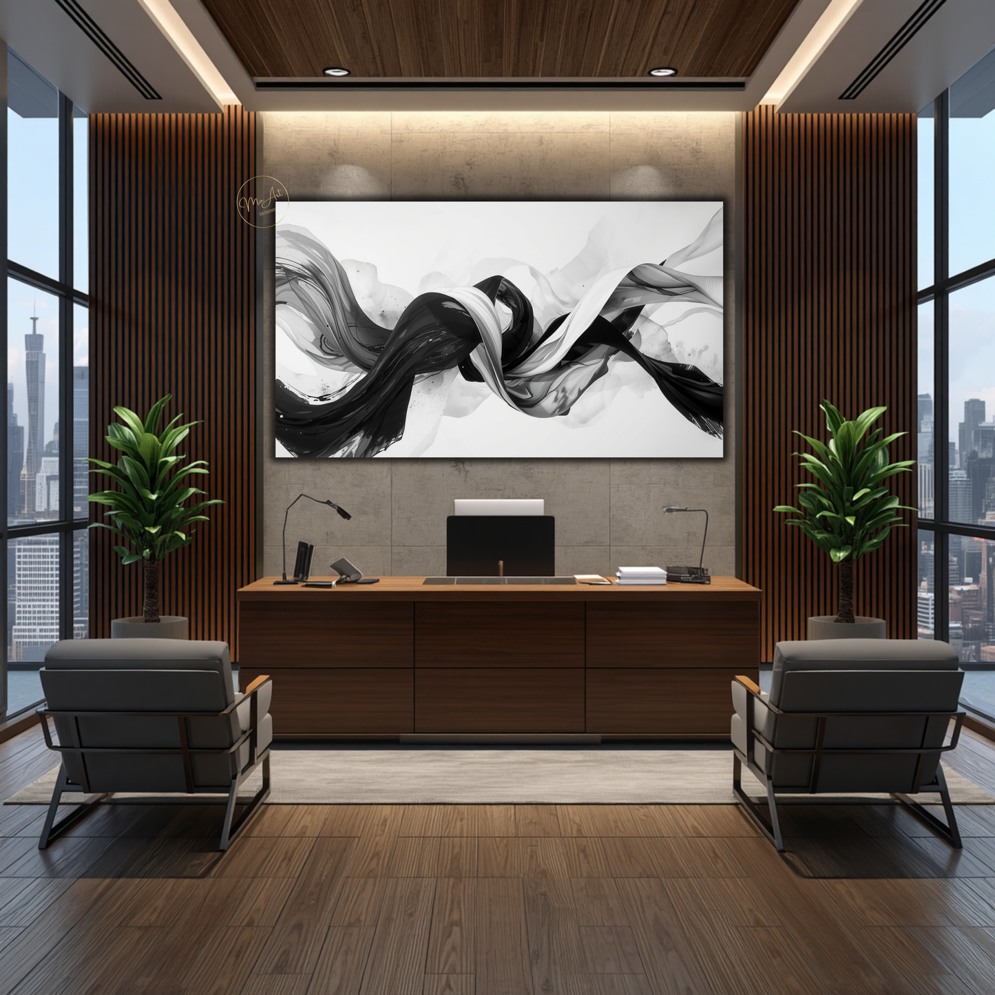 Black & White Abstract Knot Wall Art – Modern Swirl Canvas Print