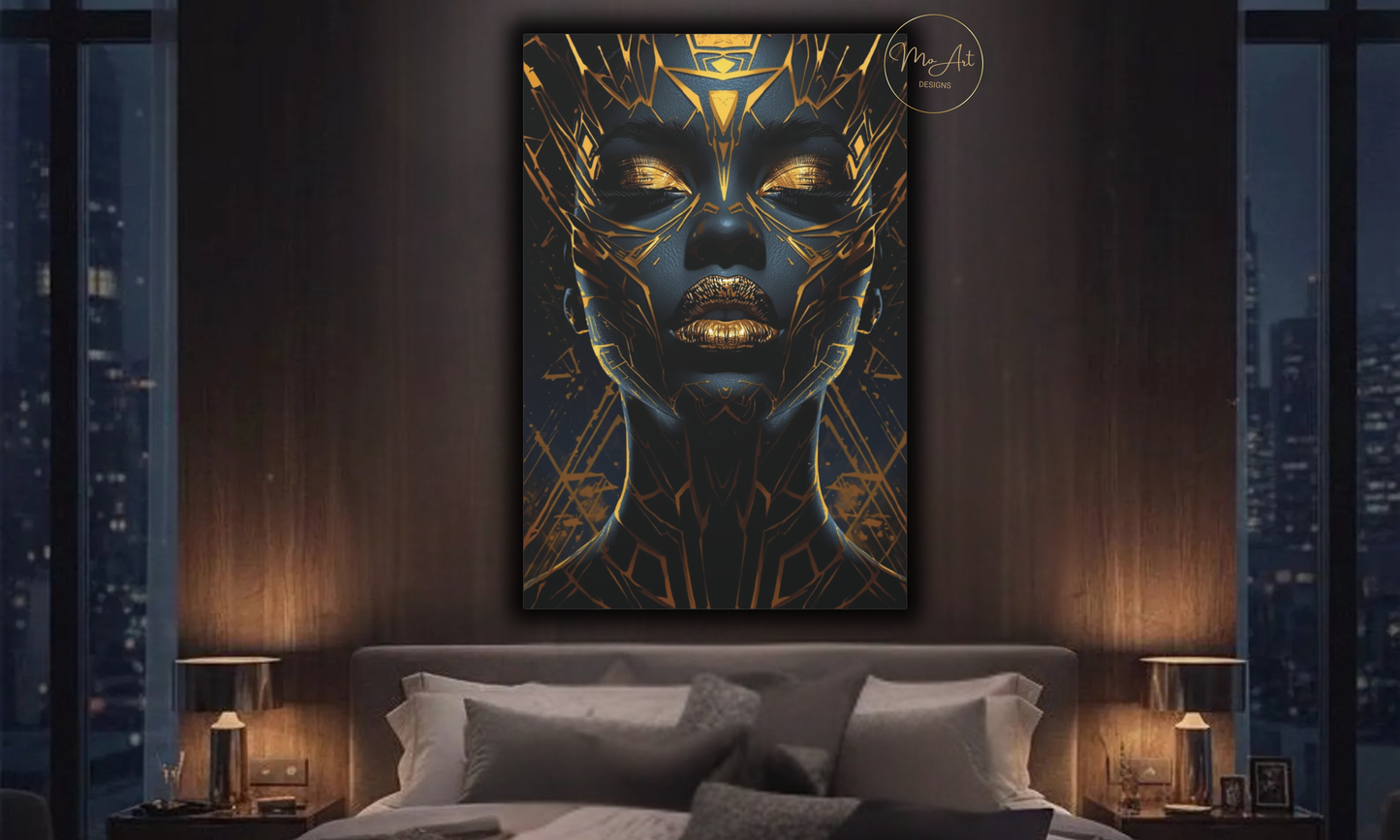 Black & Gold Woman Wall Art – Divine Authority / Canvas Print