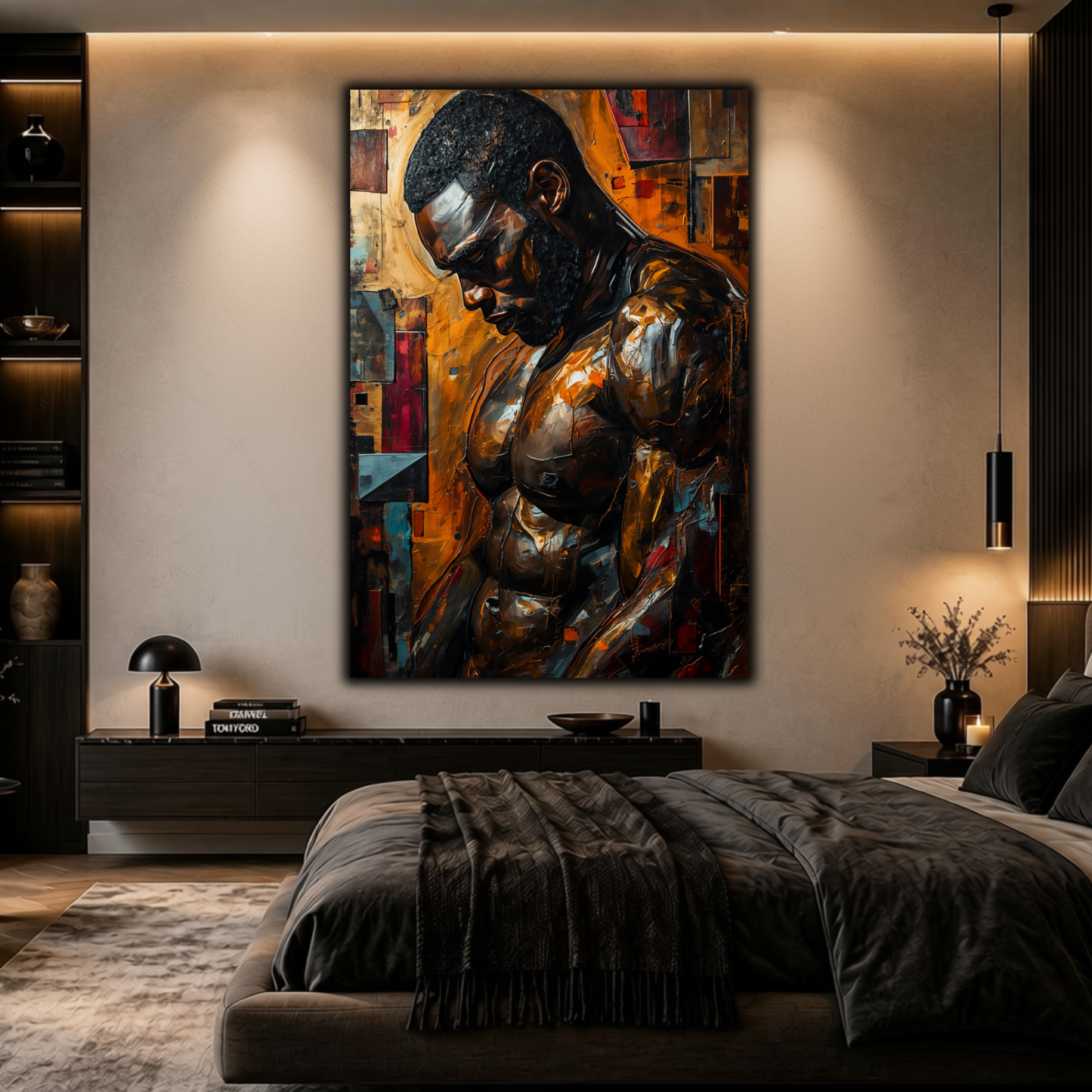 Black Man Wall Art | Abstract Colorful African American Canvas Print | Modern Home Decor