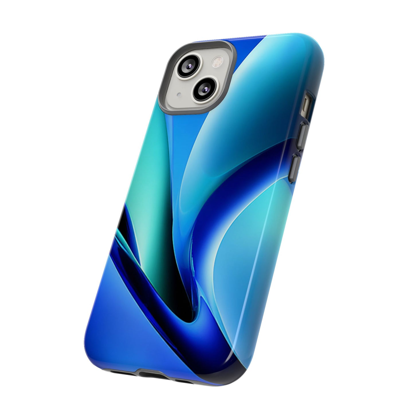 Abstract Blue/Turquoise Tough Phone Case – Compatible with iPhone & Samsung