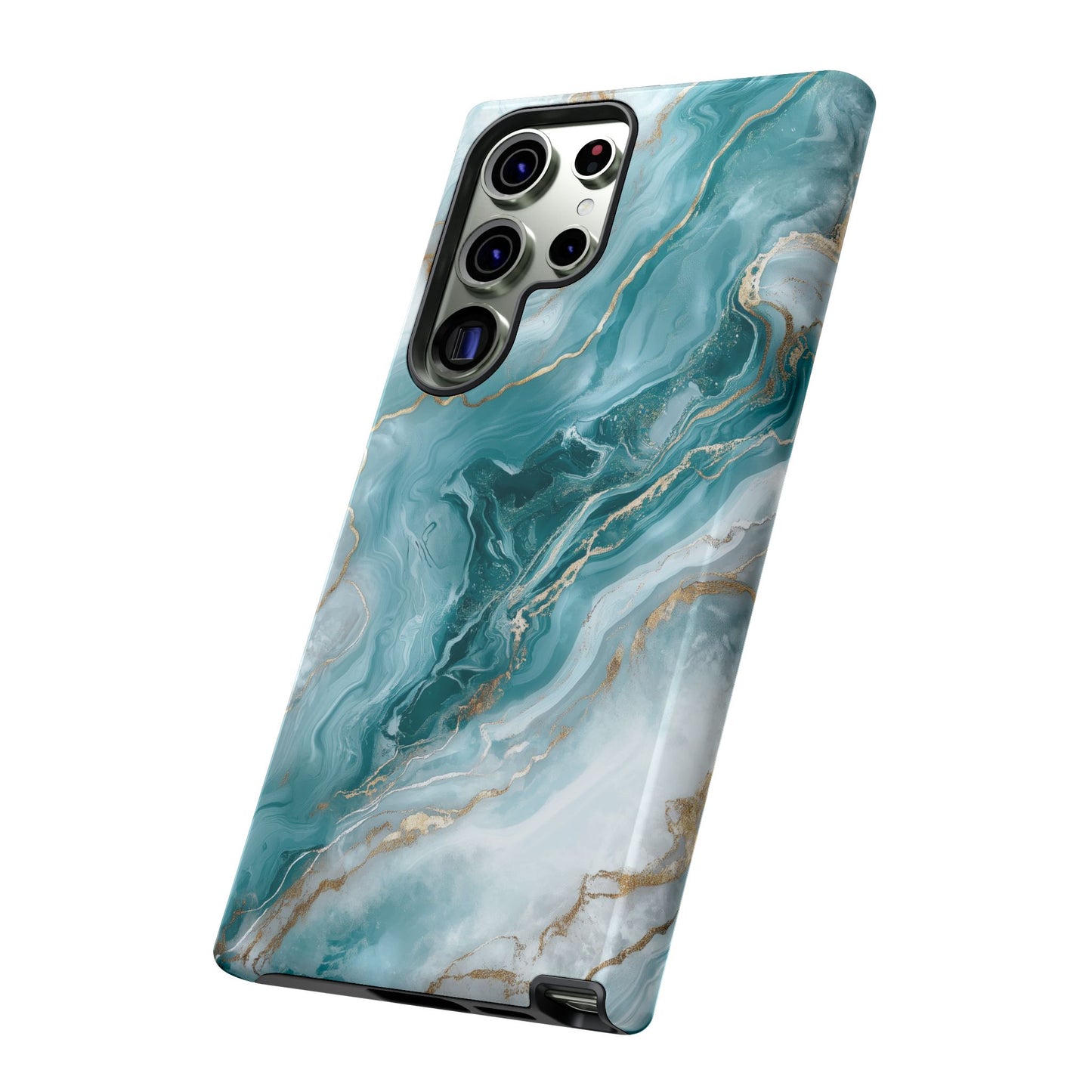 Stylish Turquoise Marbled Tough Phone Case for Ultimate Protection, iPhone or Samsung Phone Case