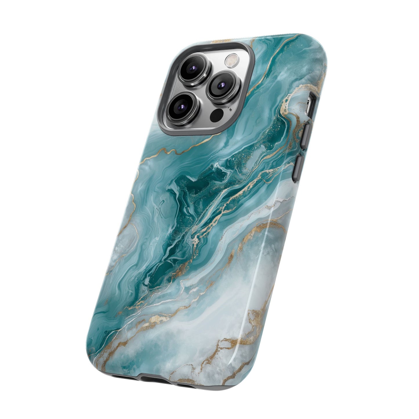 Stylish Turquoise Marbled Tough Phone Case for Ultimate Protection, iPhone or Samsung Phone Case