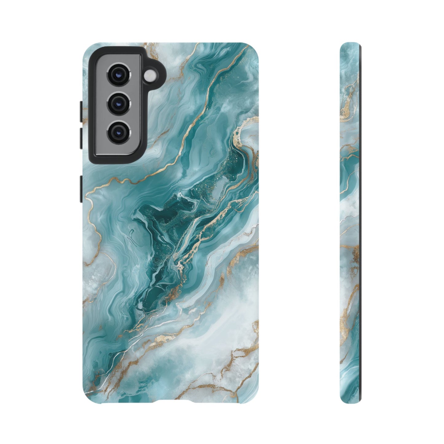 Stylish Turquoise Marbled Tough Phone Case for Ultimate Protection, iPhone or Samsung Phone Case