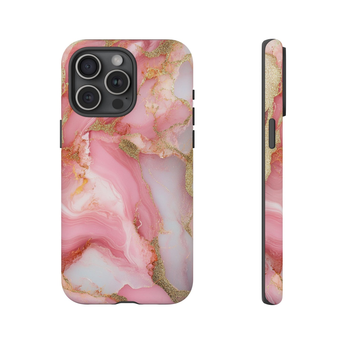 Pink and Gold Marbled Tough Phone Case, iPhone Case, Samsung Case