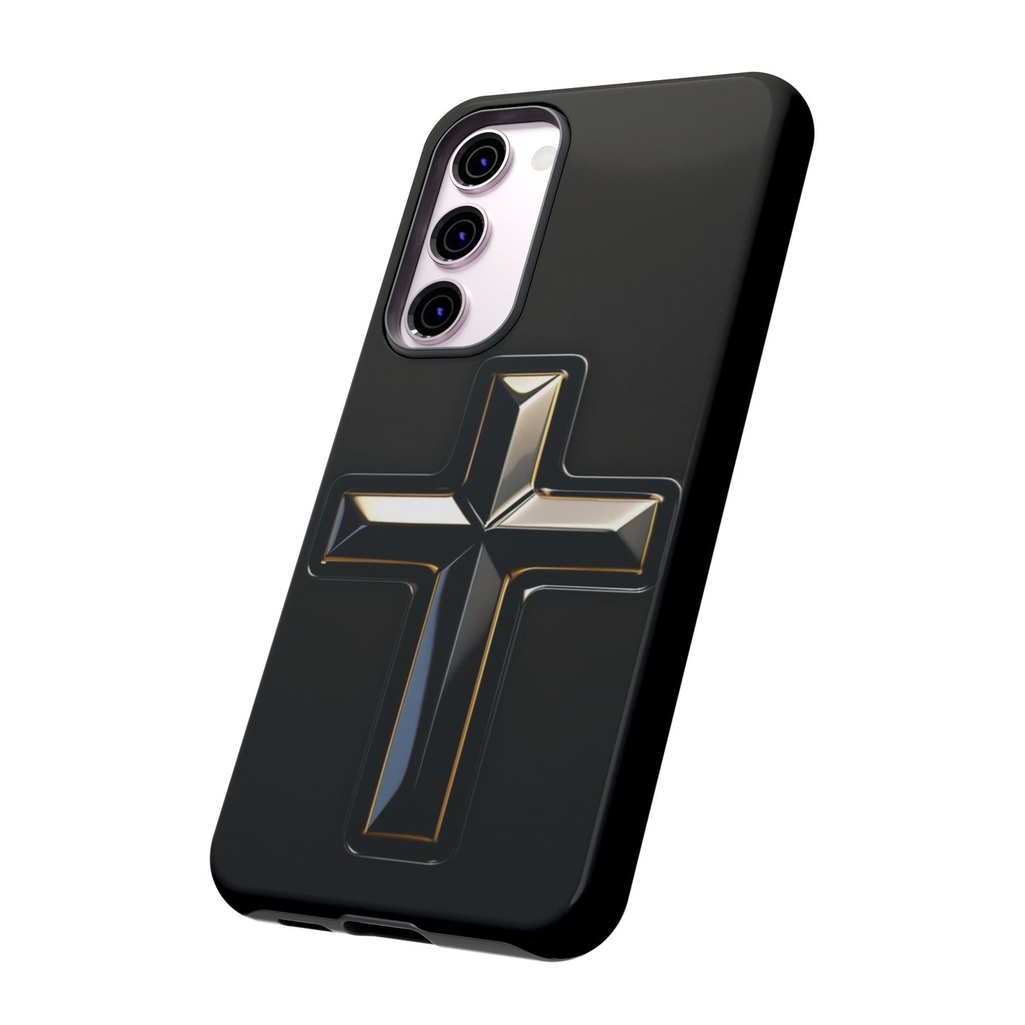 Black and Gold Cross Tough Phone Case – Compatible with iPhone & Samsung