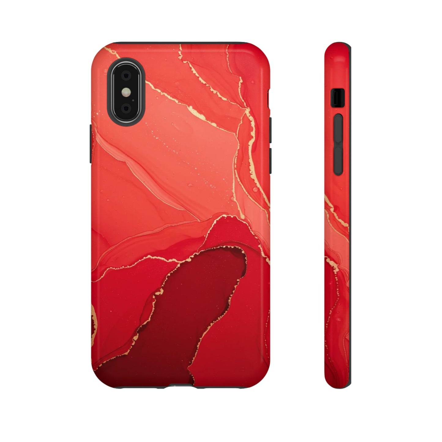 Red & Gold Marble Design - Tough Phone Case - iPhone or Samsung Phones