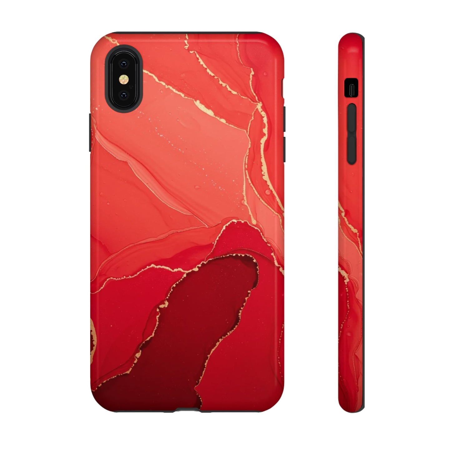 Red & Gold Marble Design - Tough Phone Case - iPhone or Samsung Phones