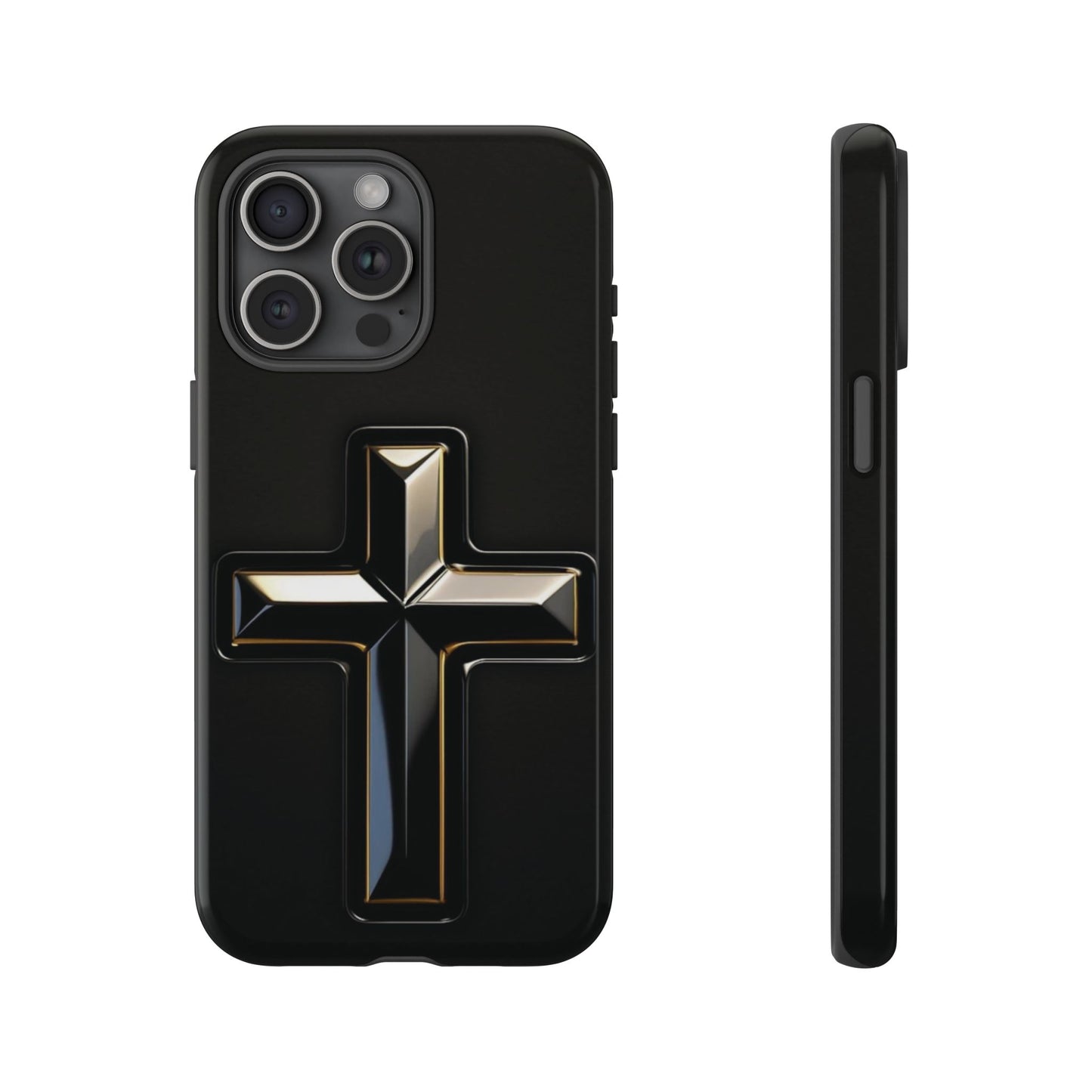 Black and Gold Cross Tough Phone Case – Compatible with iPhone & Samsung
