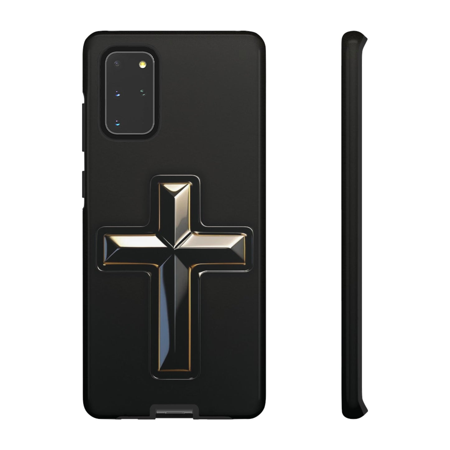Black and Gold Cross Tough Phone Case – Compatible with iPhone & Samsung