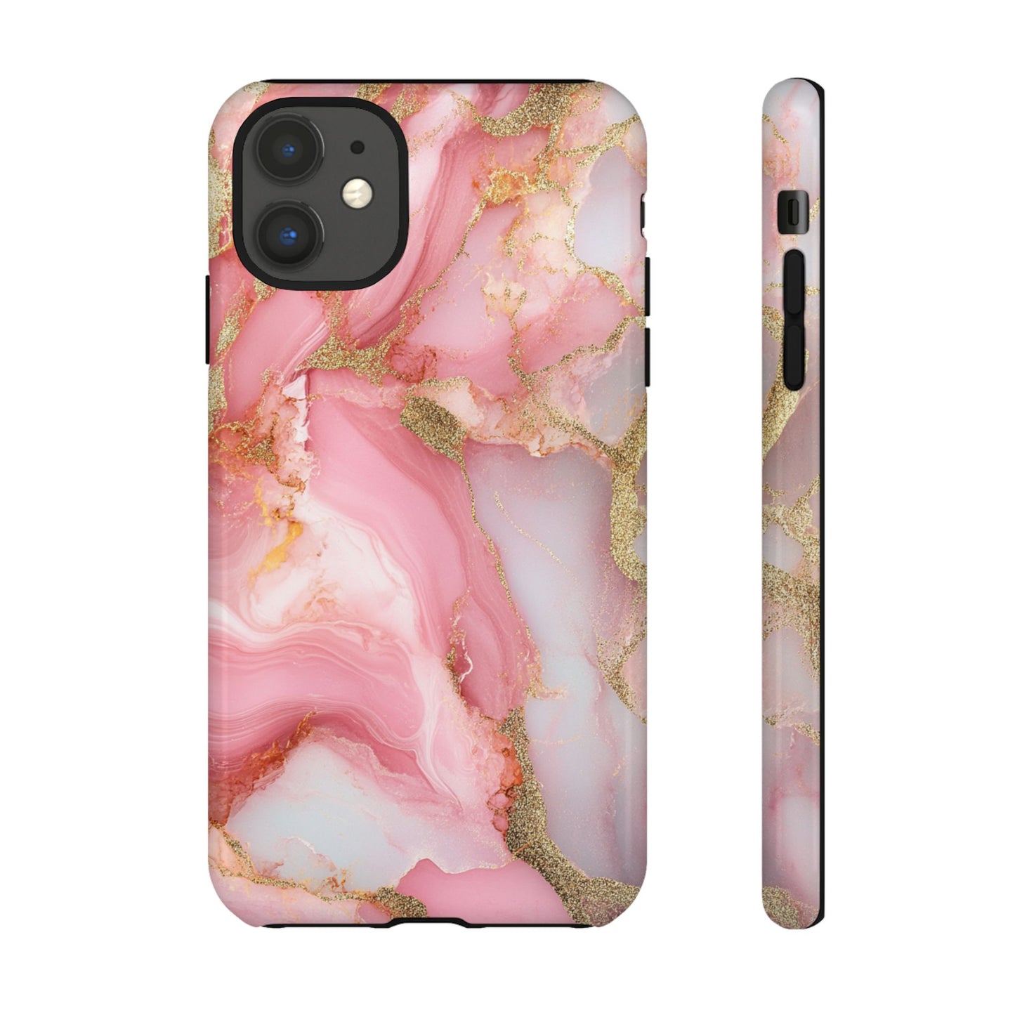 Pink and Gold Marbled Tough Phone Case, iPhone Case, Samsung Case